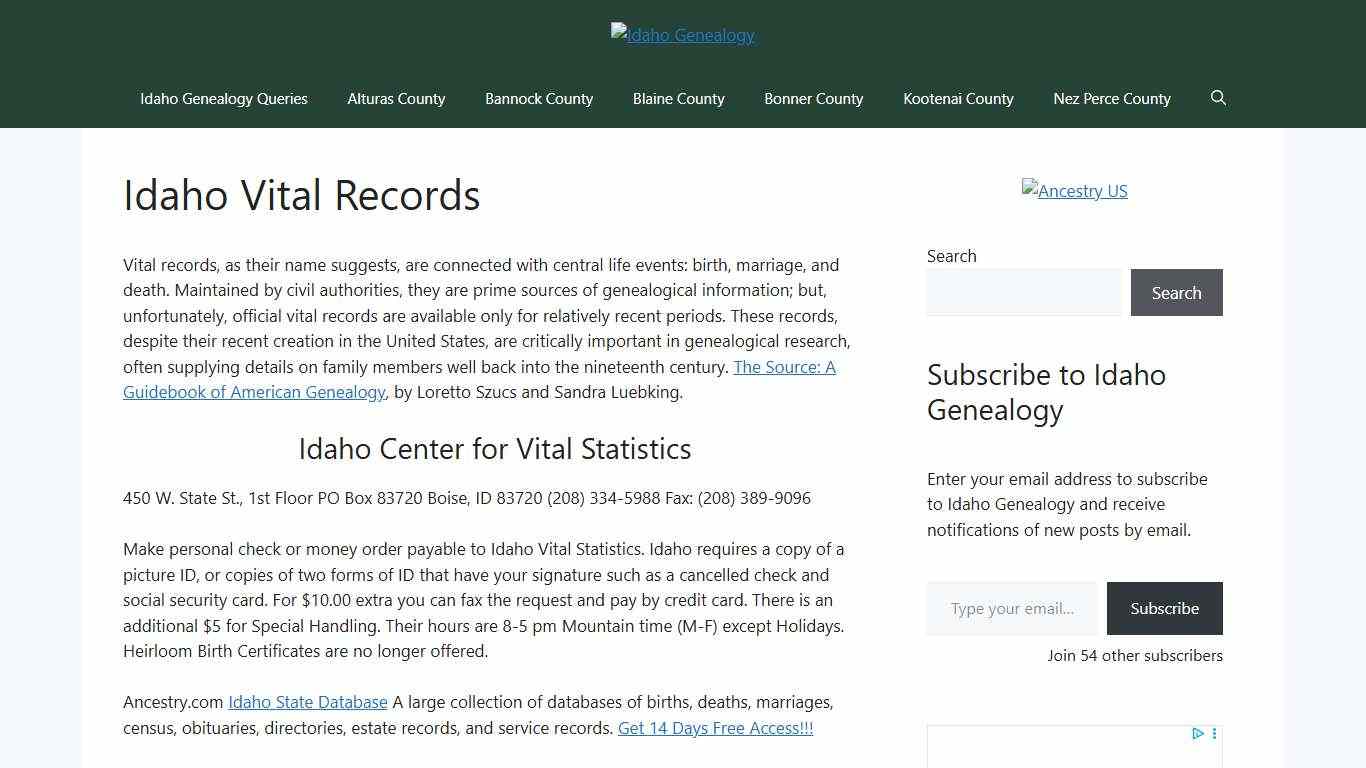 Idaho Vital Records – Idaho Genealogy