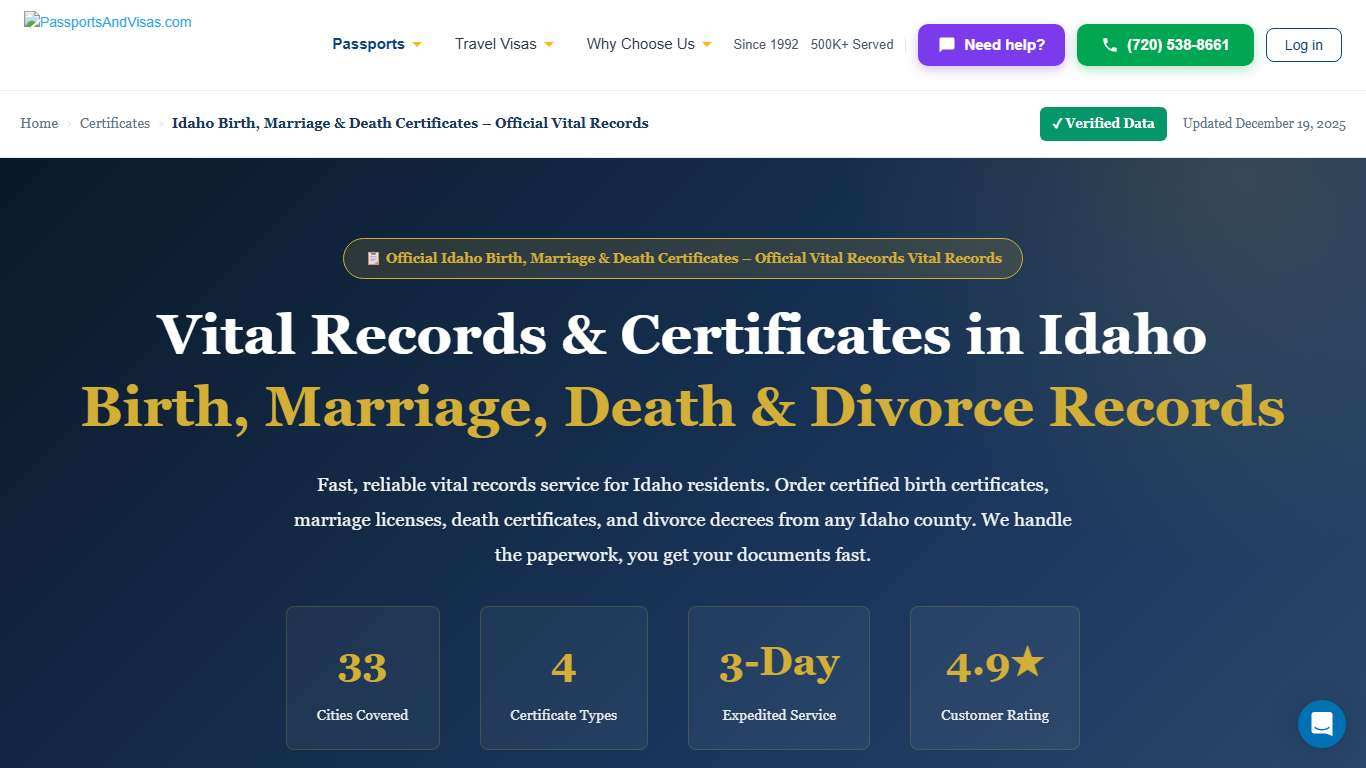 Idaho Birth, Marriage & Death Certificates - Official Vital Records
